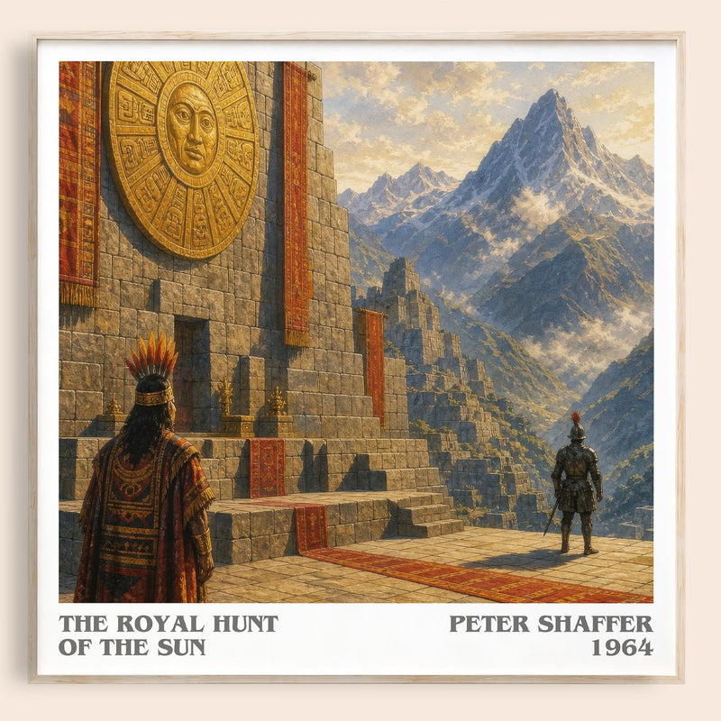 The royal hunt of the sun literary book poster by Peter Shaffer – framed literary art print
