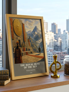 The royal hunt of the sun book cover print framed by window – literary home decor