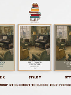 Five finger exercise book cover print in frame leaning in hallway – literary fiction wall art