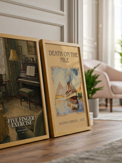 Five finger exercise watercolour print framed by window – literary home decor