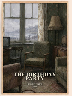 The birthday party watercolour book poster by Harold Pinter – framed literary art print