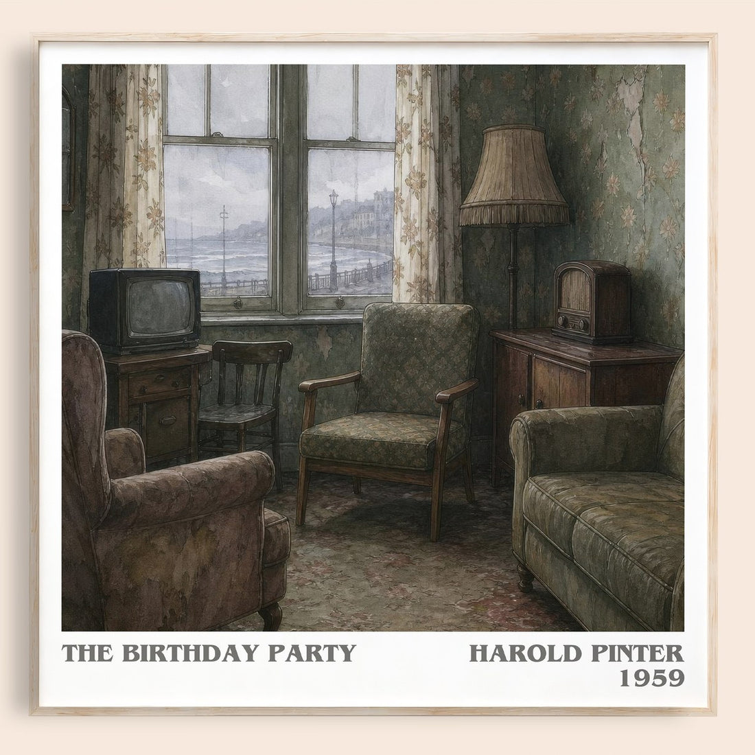 The birthday party literary book poster by Harold Pinter – framed literary art print