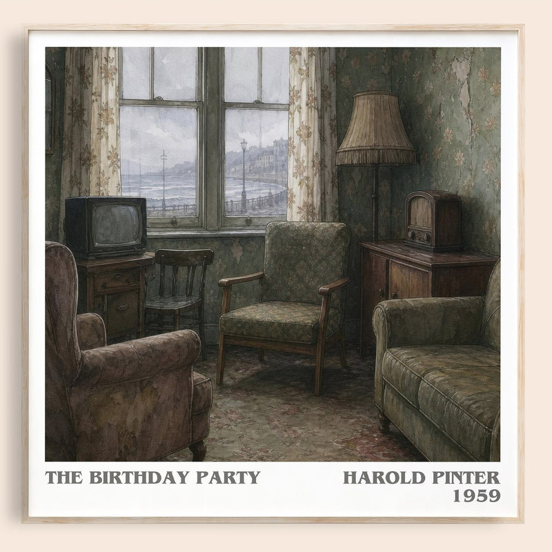 The birthday party literary book poster by Harold Pinter – framed literary art print