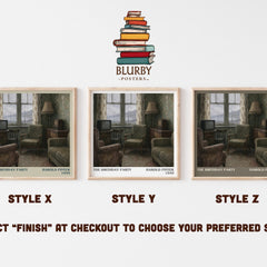 The birthday party literary print in frame leaning in hallway – literary fiction wall art