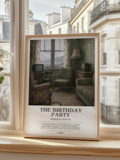 The birthday party bookish poster colour and style options – Harold Pinter book art