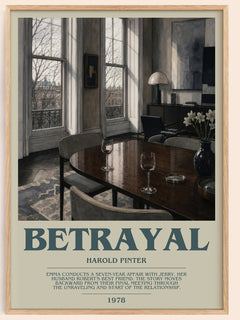 Betrayal bookish book poster by Harold Pinter – framed literary art print
