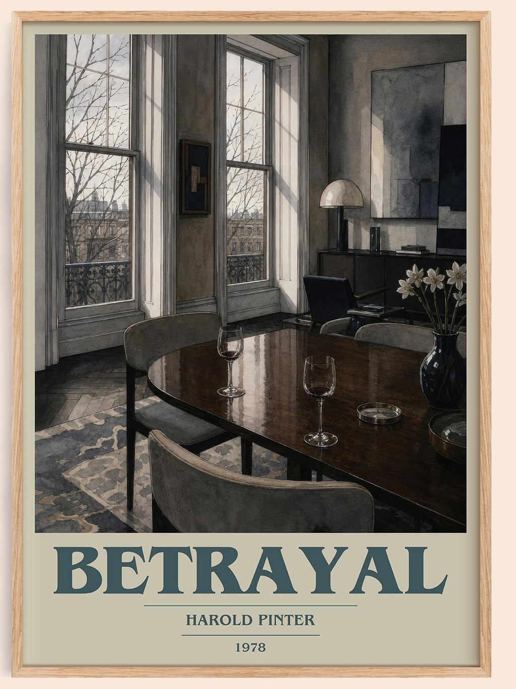 Betrayal book cover book poster by Harold Pinter – framed literary art print