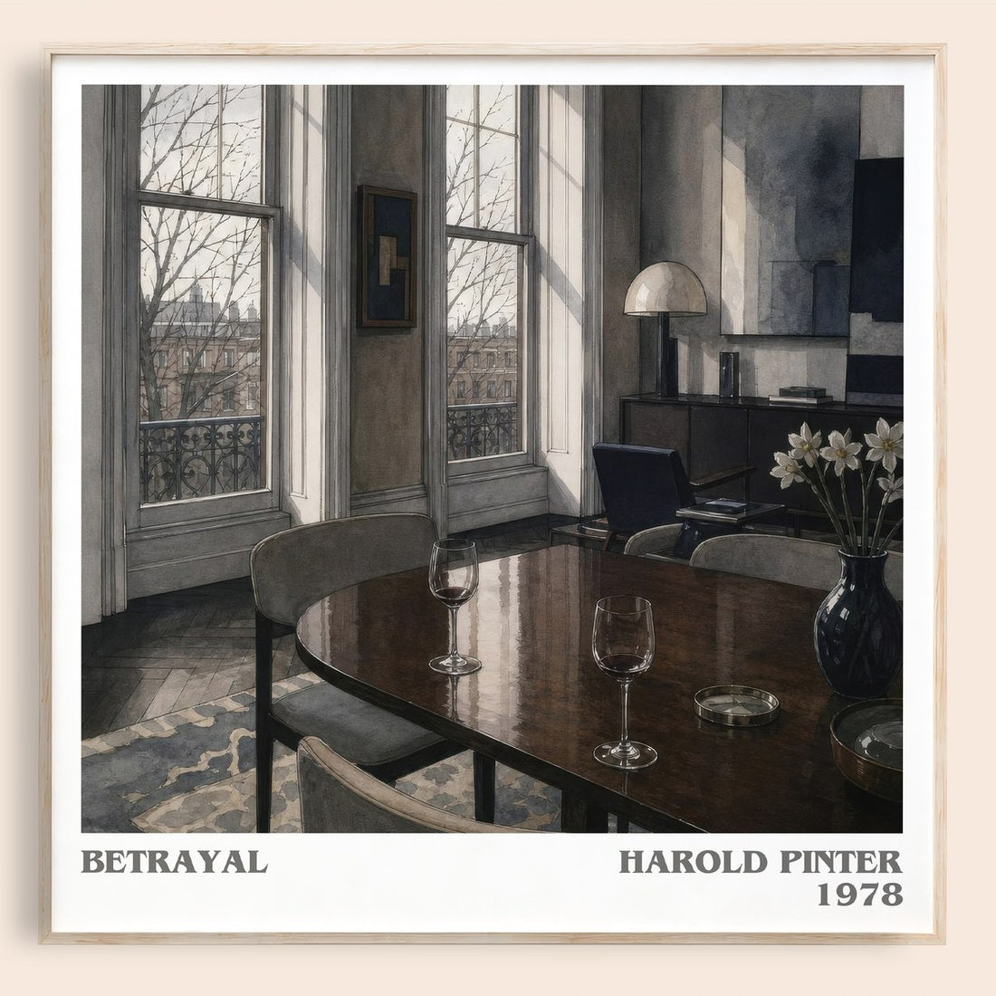 Betrayal literary book poster by Harold Pinter – framed literary art print