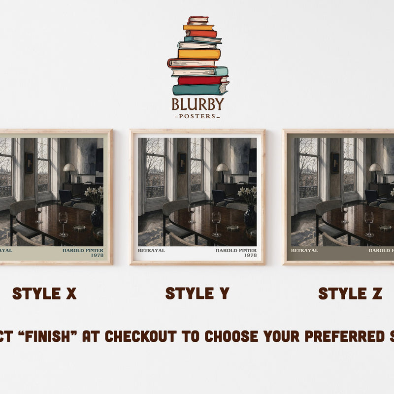 Betrayal literary print in frame leaning in hallway – literary fiction wall art