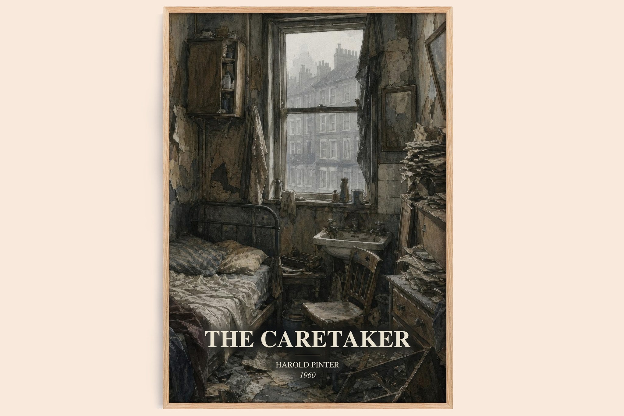 The caretaker Book Watercolour Illustration by Harold Pinter
