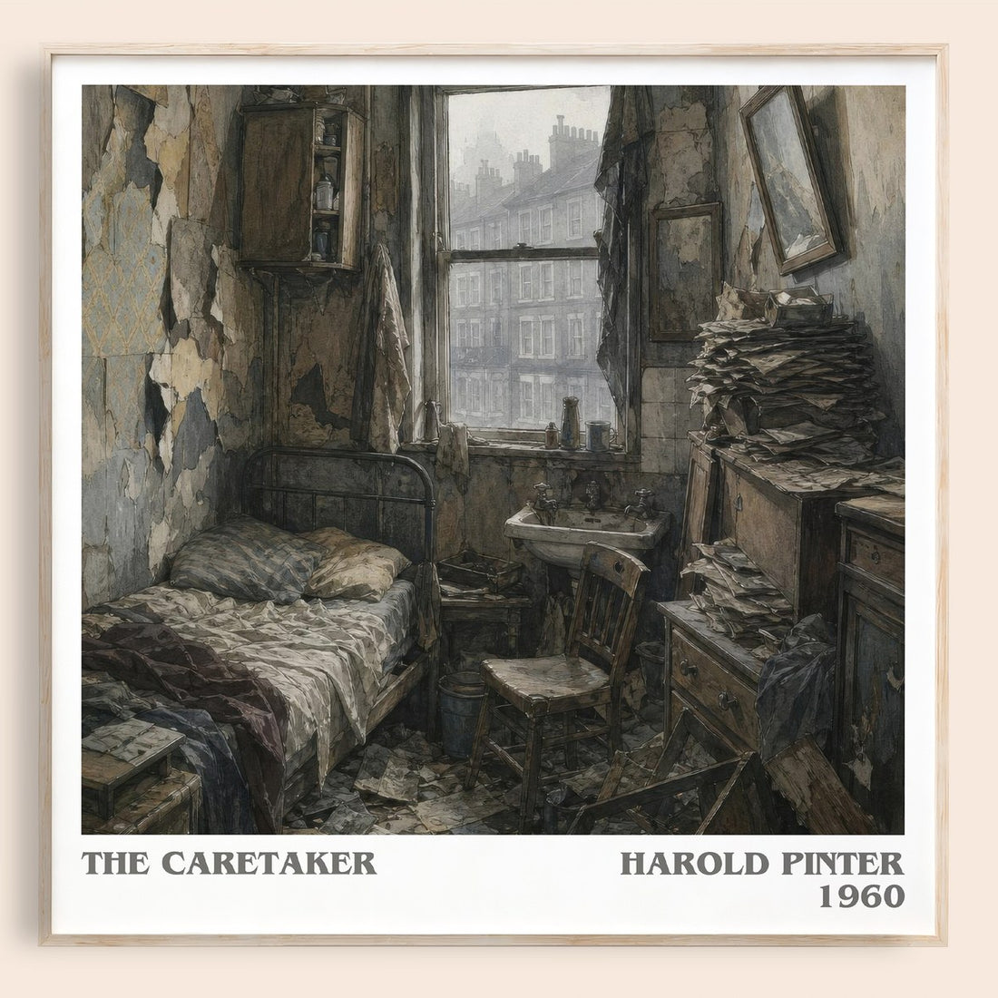 The caretaker literary book poster by Harold Pinter – framed literary art print