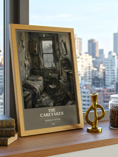 The caretaker book cover print framed by window – literary home decor
