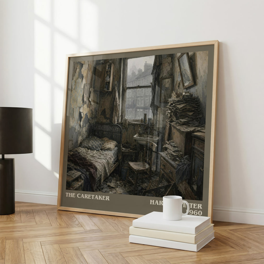 The caretaker literary print framed by window – literary home decor