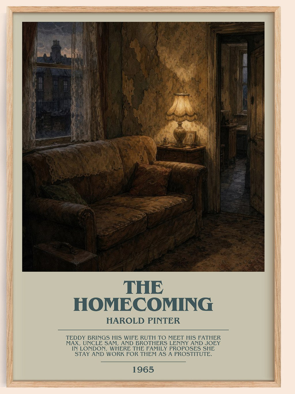 The homecoming bookish book poster by Harold Pinter – framed literary art print