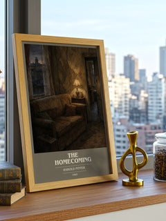 The homecoming book cover print framed by window – literary home decor