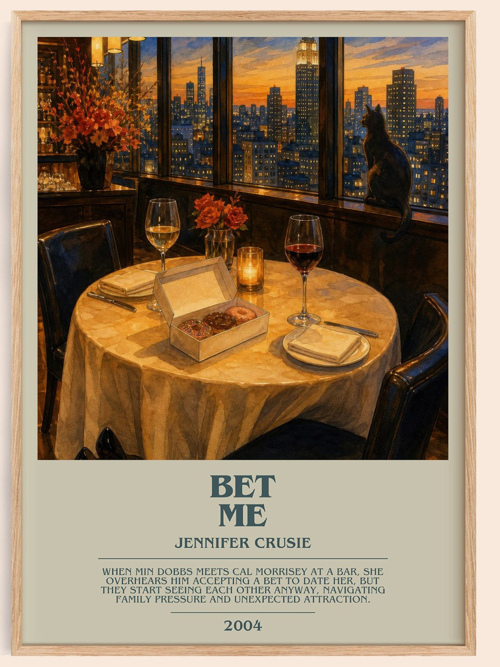 Bet me bookish book poster by Jennifer Crusie – framed literary art print