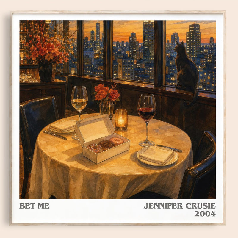 Bet me literary book poster by Jennifer Crusie – framed literary art print