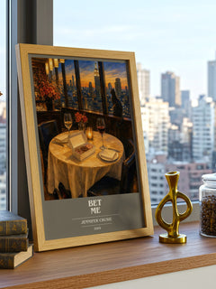 Bet me book cover print framed by window – literary home decor