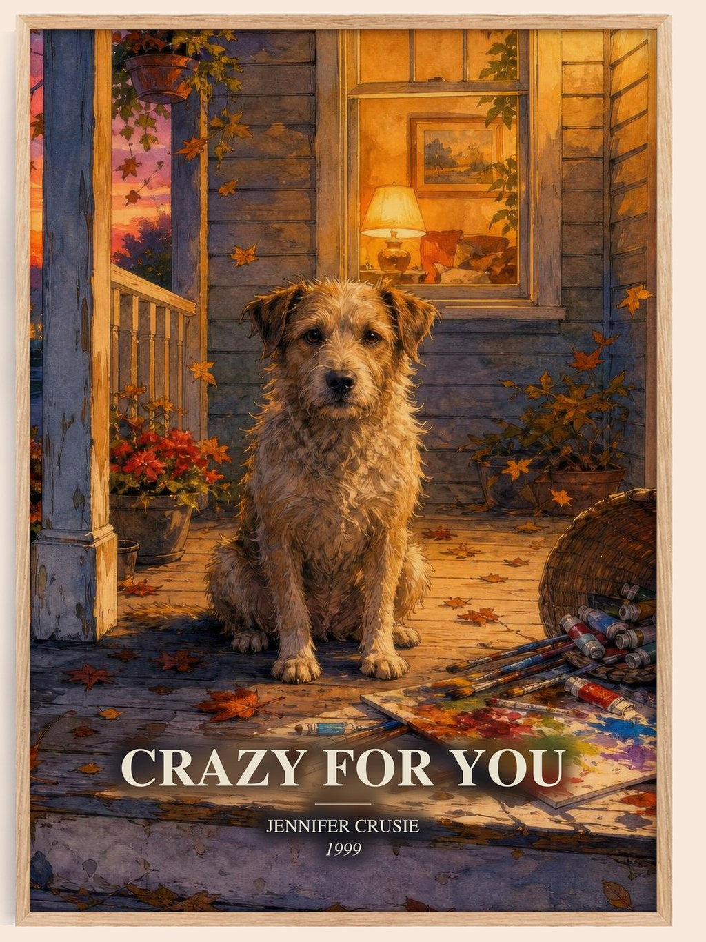 Crazy for You watercolour book poster by Jennifer Crusie – framed literary art print