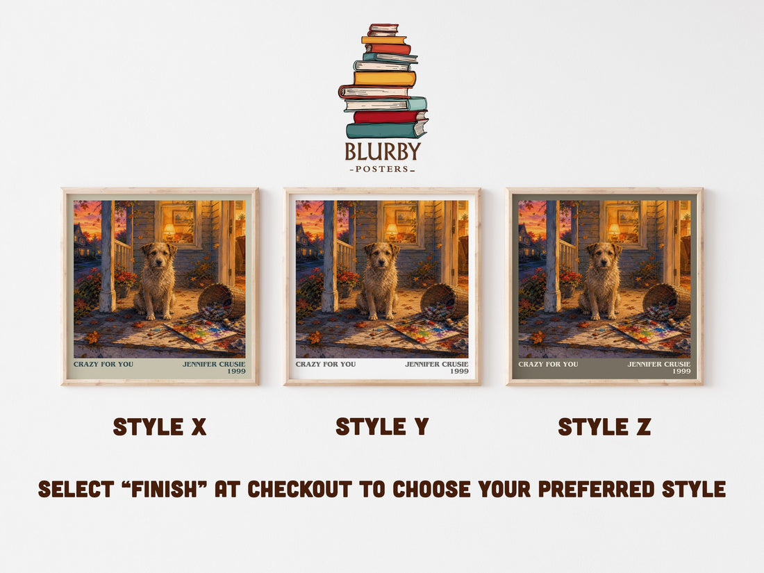 Crazy for You literary print in frame leaning in hallway – romance wall art (mockup)