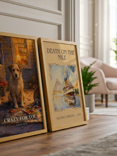Crazy for You watercolour print framed by window – literary home decor