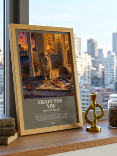 Crazy for You bookish print framed by window – literary home decor