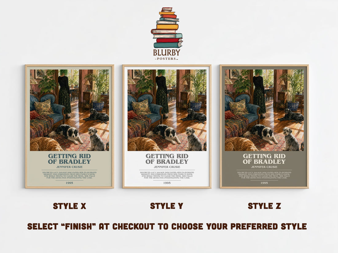 Getting rid of Bradley bookish print in frame leaning in hallway – romance wall art (mockup)