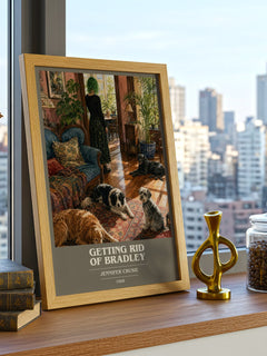 Getting rid of Bradley book cover print framed by window – literary home decor