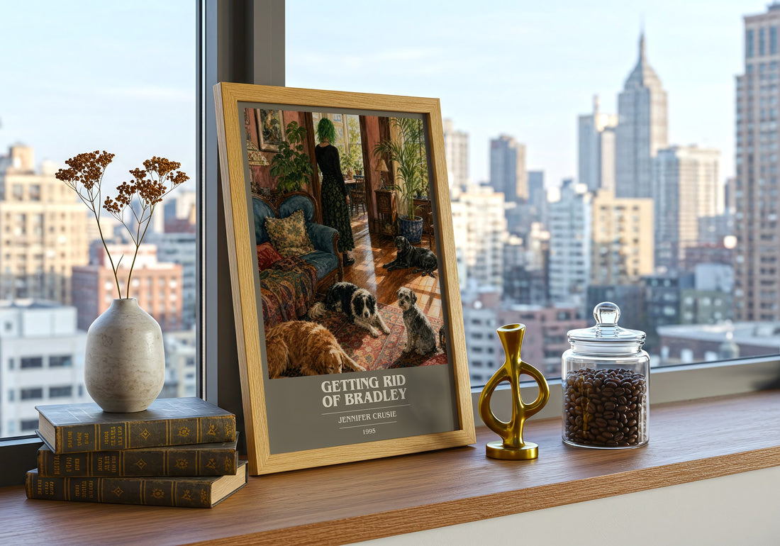 Getting rid of Bradley book cover print framed by window – literary home decor