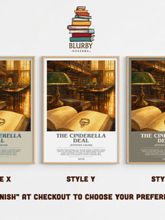The Cinderella Deal bookish print in frame leaning in hallway – romance wall art