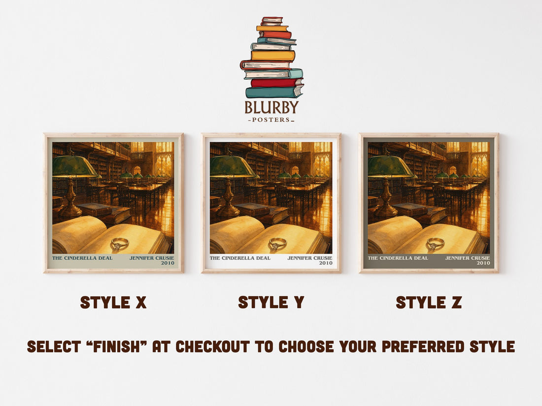 The Cinderella Deal literary print in frame leaning in hallway – romance wall art (mockup)
