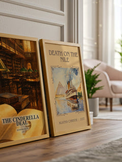 The Cinderella Deal watercolour print framed by window – literary home decor