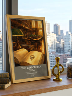 The Cinderella Deal book cover print framed by window – literary home decor