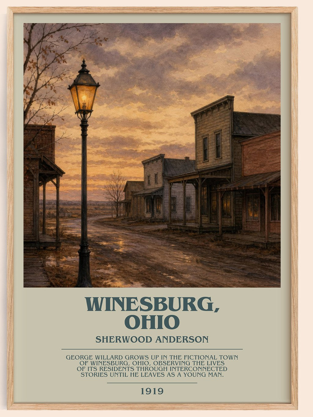Winesburg, Ohio bookish book poster by Sherwood Anderson – framed literary art print