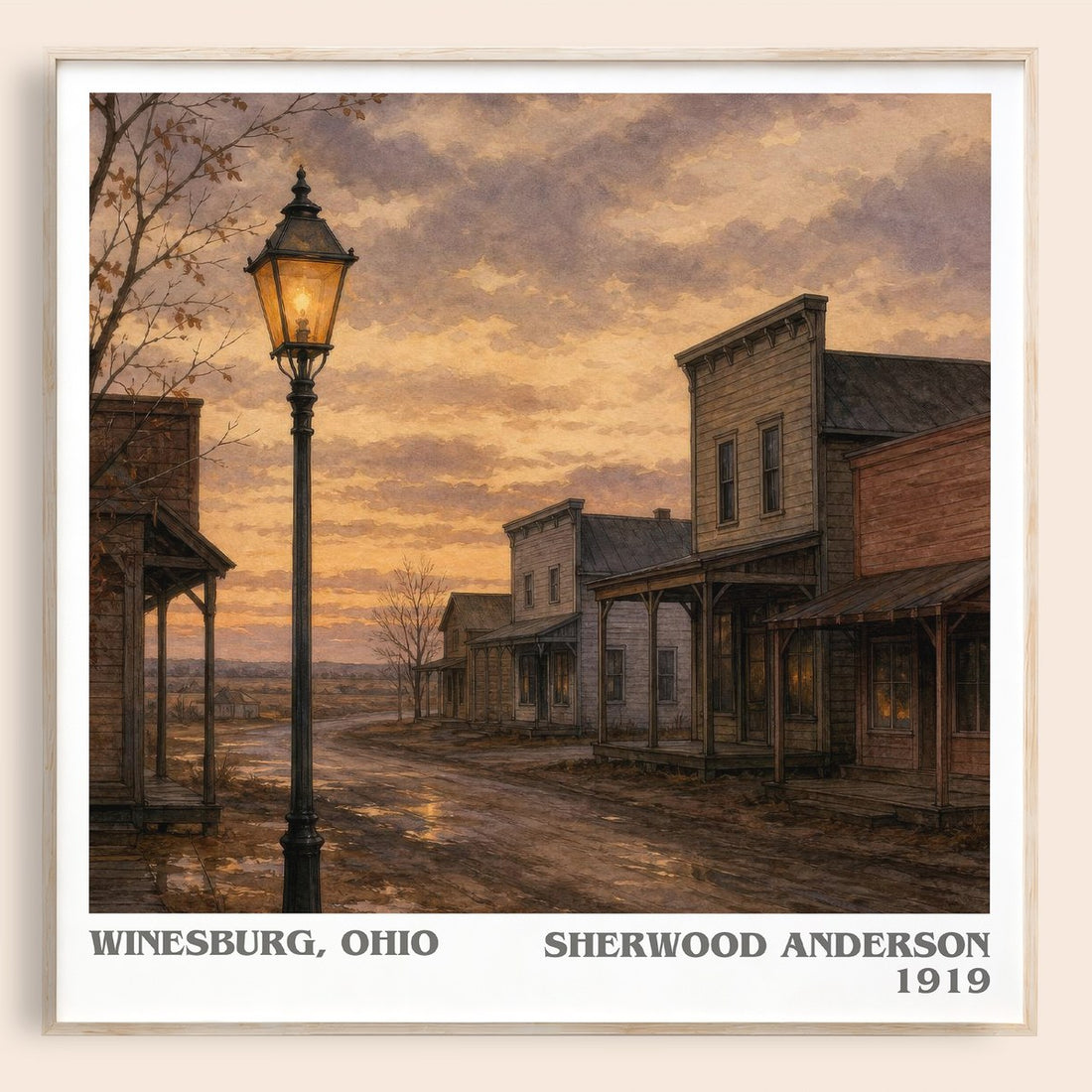 Winesburg, Ohio literary book poster by Sherwood Anderson – framed literary art print