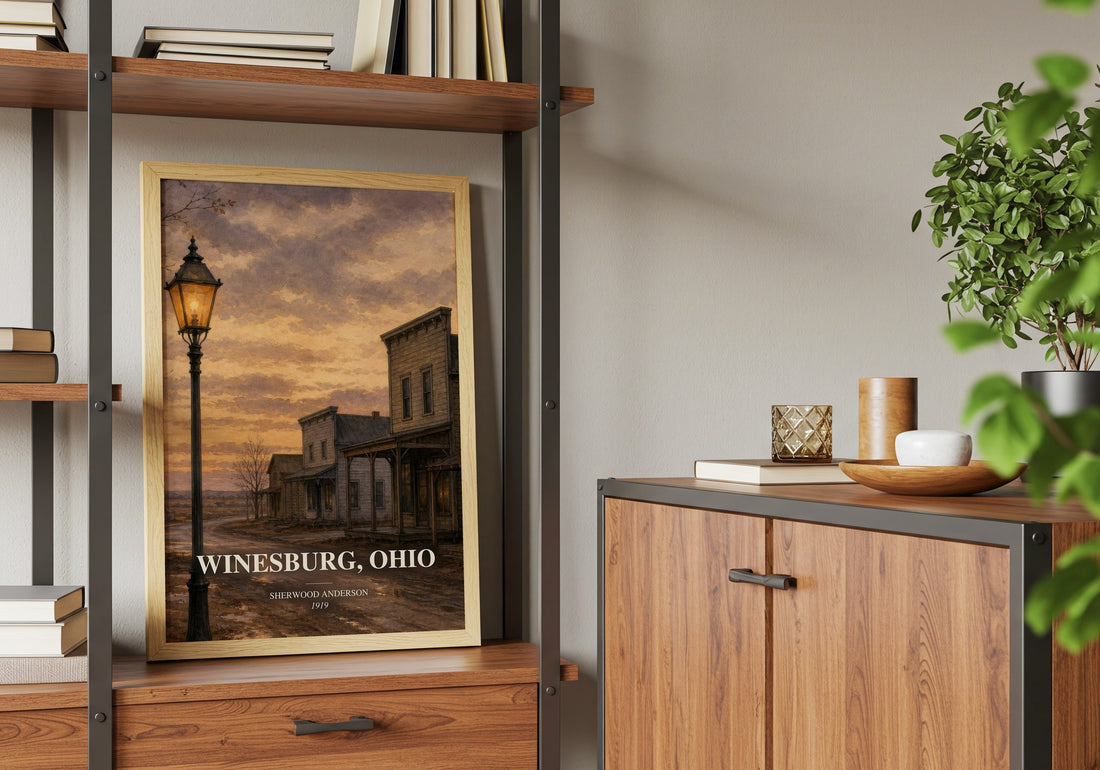 Winesburg, Ohio book watercolour illustration paper finish options – matte satin gloss