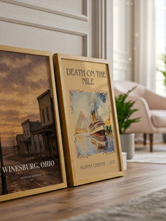 Winesburg, Ohio watercolour print framed by window – literary home decor