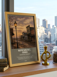 Winesburg, Ohio bookish print framed by window – literary home decor