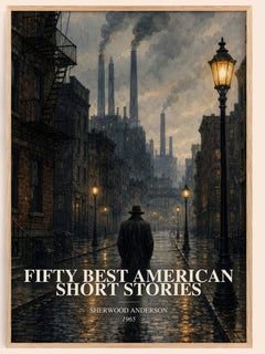Fifty Best American Short Stories watercolour book poster by Sherwood Anderson – framed literary art print
