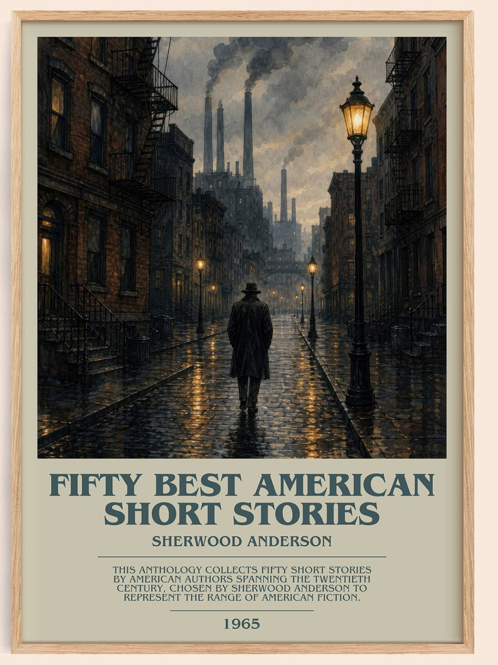 Fifty Best American Short Stories bookish book poster by Sherwood Anderson – framed literary art print