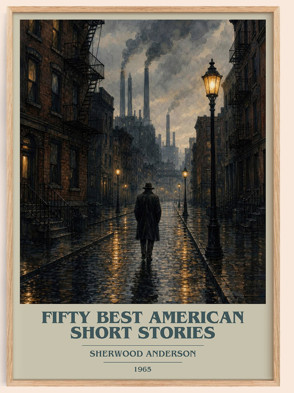 Fifty Best American Short Stories book cover book poster by Sherwood Anderson – framed literary art print