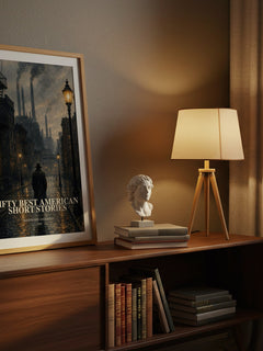 Fifty Best American Short Stories watercolour print on bookshelf – Sherwood Anderson fan gift
