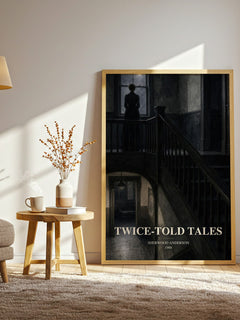 Twice-Told Tales watercolour print in frame leaning in hallway – literary fiction wall art