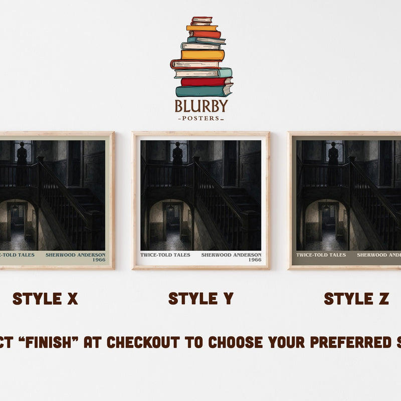 Twice-Told Tales literary print in frame leaning in hallway – literary fiction wall art