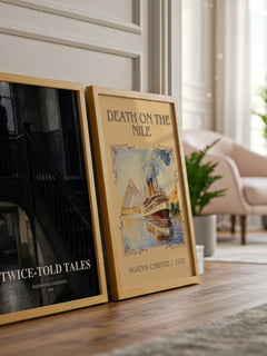Twice-Told Tales watercolour print framed by window – literary home decor
