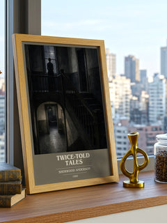 Twice-Told Tales book cover print framed by window – literary home decor