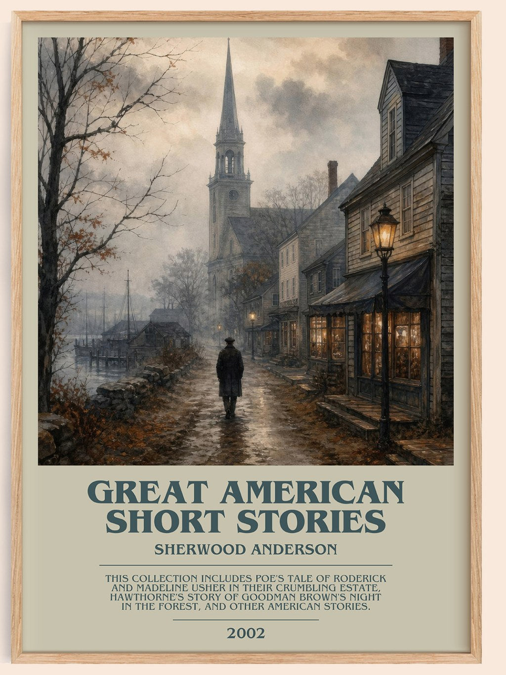 Great American Short Stories bookish book poster by Sherwood Anderson – framed literary art print