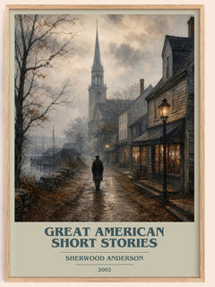 Great American Short Stories book cover book poster by Sherwood Anderson – framed literary art print