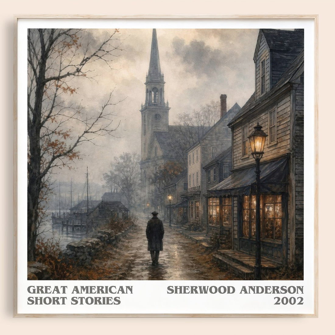 Great American Short Stories literary book poster by Sherwood Anderson – framed literary art print