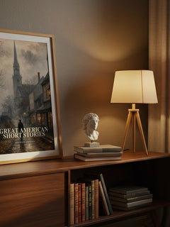 Great American Short Stories watercolour print on bookshelf – Sherwood Anderson fan gift